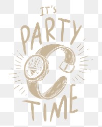 Png party time design element, transparent background