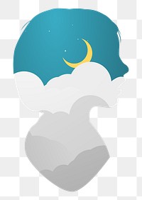  Png girl dreaming illustrated element, transparent background