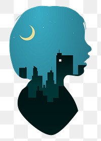  Png girl dreaming illustrated element, transparent background