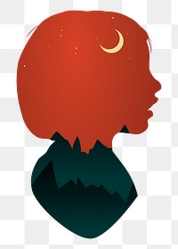  Png girl dreaming illustrated element, transparent background