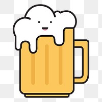Glass of beer icon  png, transparent background