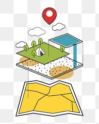 Travel map png, transparent background