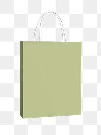 Green shopping bag png object, transparent background