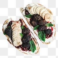 PNG blackberry jam toast, collage element, transparent background