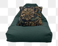 Green bean bag png furniture, transparent background