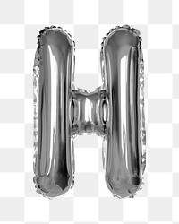 PNG capital H letter silver balloon, transparent background