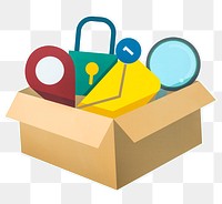 PNG Box of social network sticker transparent background