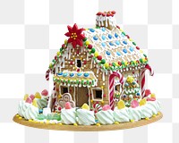 PNG gingerbread house, collage element, transparent background