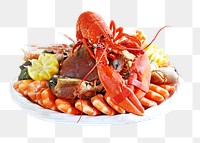 Fresh cooked seafood   png, transparent background