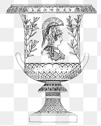 Greek vase png vintage illustration on transparent background