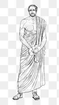 Vintage people png greek illustration, philosopher on transparent background