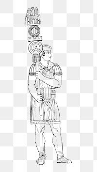 Roman style png vintage illustration on transparent background