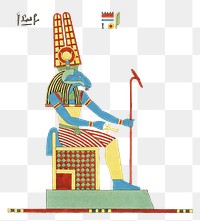 Egyptian god png sticker, vintage illustration, transparent background