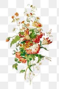 Colorful flowers png, transparent background 