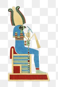 Egypt god png vintage illustration, transparent background