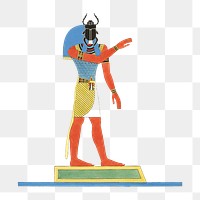 Egypt god png vintage illustration, transparent background