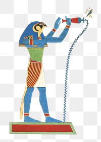 Egypt god png vintage illustration, transparent background