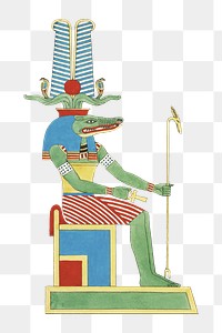 Egypt god png vintage illustration, transparent background