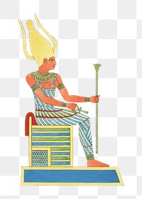 Egypt god png vintage illustration, transparent background