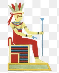 Egypt god png vintage illustration, transparent background