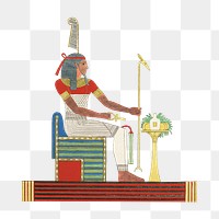 Egypt god png vintage illustration, human drawing on transparent background