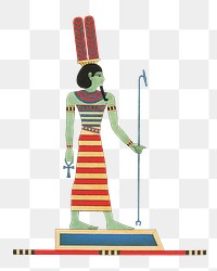 Egypt god png vintage illustration, human drawing on transparent background