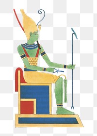 Egypt god png vintage illustration, human drawing on transparent background