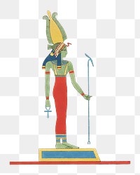 Egypt god png vintage illustration, human drawing on transparent background