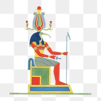 Egypt god png vintage illustration, human drawing on transparent background