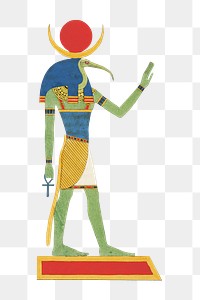 Egypt god png vintage illustration, human drawing on transparent background