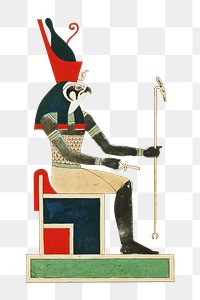 Egypt god png vintage illustration, transparent background