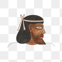 Human png vintage illustration, ancient Egypt man head on transparent background