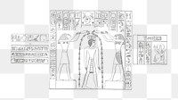 Black and white png vintage illustration line art, egypt design on transparent background