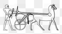 Carriage png vintage illustration, black and white design on transparent background