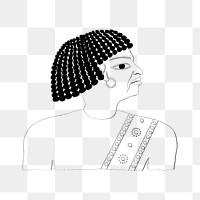 Black and white png vintage illustration line art, Egypt design on transparent background