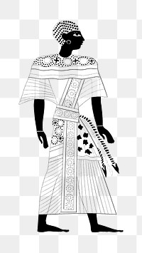 Black and white png vintage illustration line art, Egypt design on transparent background