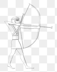 Human archer png vintage illustration, Egyptian design on transparent background