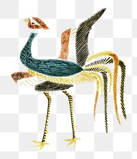 Png vintage Japanese bird, transparent background