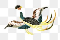 Japanese crane png vintage illustration, transparent background