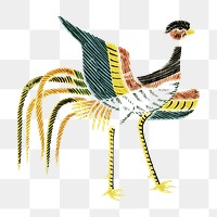 Japanese crane png vintage illustration, transparent background
