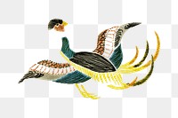 Japanese crane png vintage illustration, transparent background