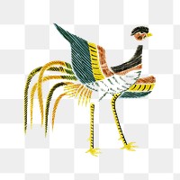 Japanese crane png vintage illustration, transparent background