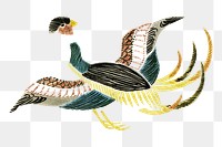 Japanese crane png vintage illustration, transparent background