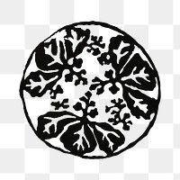 Japanese pattern png vintage illustration, black and white design on transparent background