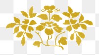 Gold flower png vintage illustration, transparent background