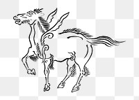 Japanese unicorn png vintage illustration, transparent background