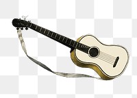 Png hand drawn guitar sticker, transparent background 