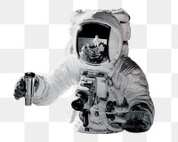 PNG Astronaut filming with camera, space aesthetic, collage element on transparent background