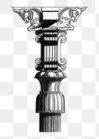 Persian column png vintage sticker, transparent background 