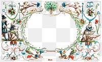 Flourish ornaments png vintage frame, transparent background